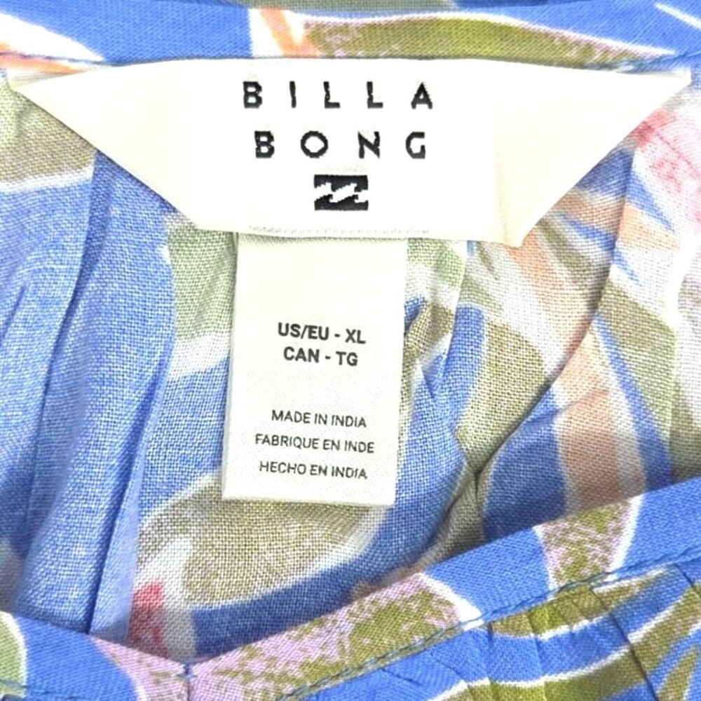 Billabong Womens Sunny Daze Mini Dress XL Blue Floral Sleeveless Relaxed NWT - Picture 4 of 7